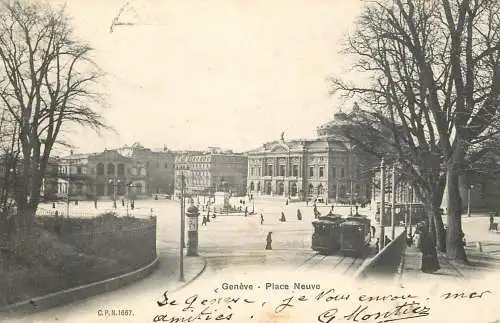 Switzerland  Genève Place Neuve tram