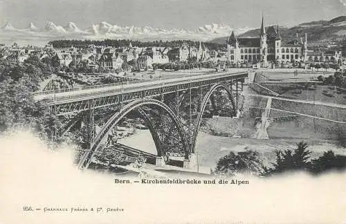 Switzerland Bern kirchenfeldbrucke und die Alpen