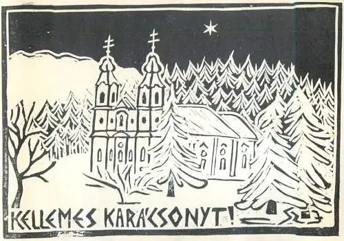 Hungary Christmas artist greetings card