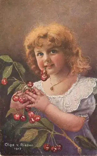 Fine arts postcard painting Olga v. Riesen 1917 der kleine hamster