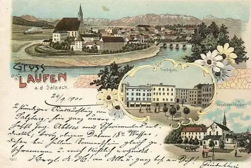 Litho-AK Laufen (Salzach) 1900