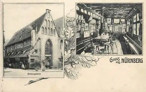 AK gruss aus Nuernberg Restaurant Bratwurstglöcklein