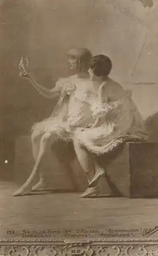 Fine arts postcard painting salon de Paris G. Roussel Comparaison