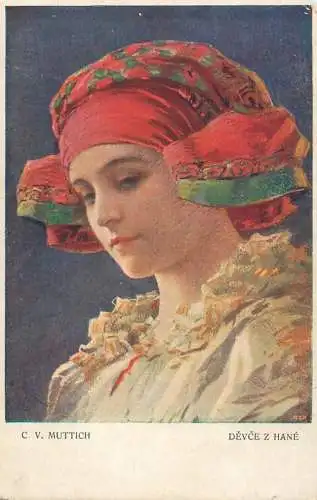 Fine art vintage postcard C.V. Muttich Devce Z Hane