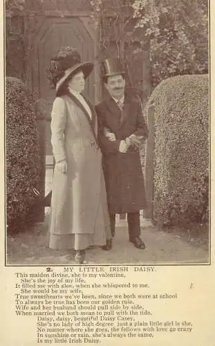 Postcard Couple lovers elegance hat my little irish daisy