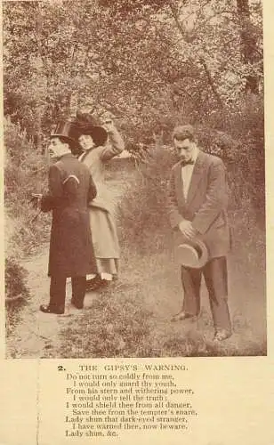 Postcard Couple lovers elegance hat the Gipsy's warning