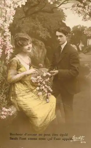 Postcard Couple lovers glam coiffure and elegance