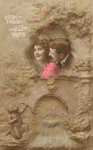 Postcard Couple lovers fidele amour
