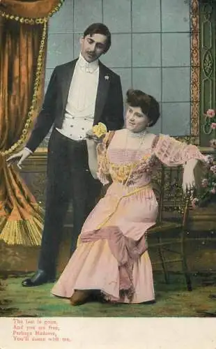 Postcard Couple lovers elegance glam banquet