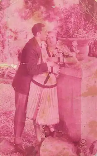 Postcard Couple lovers in nature elegance