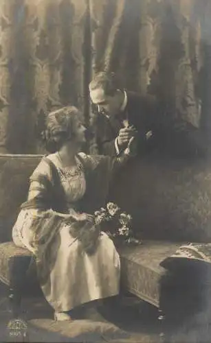 Postcard Couple lovers elegance coiffure glam