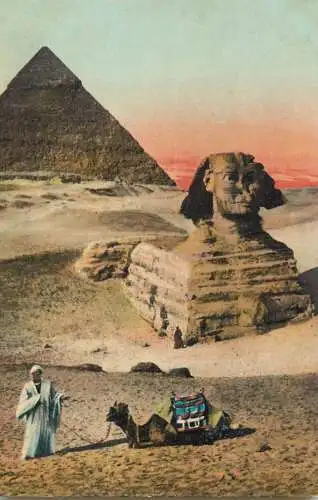 Postcard Egypt Cairo the Pyramids of Guizeh and Sphinx