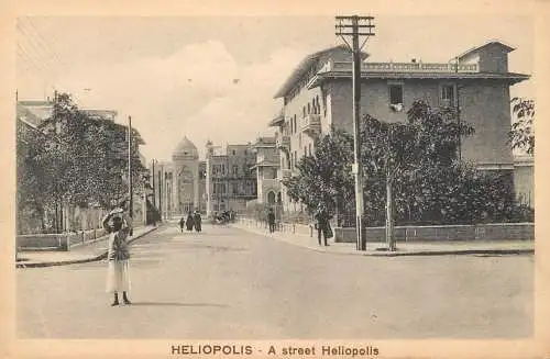 Postcard Egypt Heliopolis a street Heliopolis