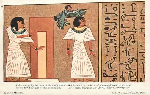 Postcard Egypt relief of human headed hawk