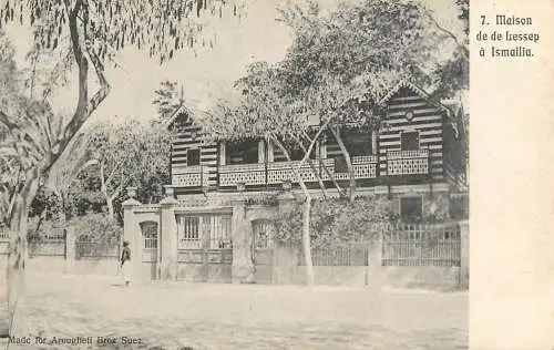 Postcard Egypt maison de Lessep a Ismailia