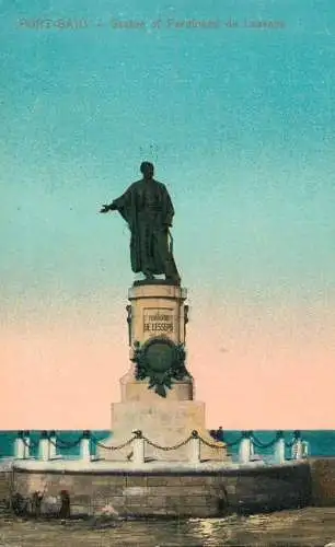 Postcard Egypt Port Said Ferdinand de Lesseps statue