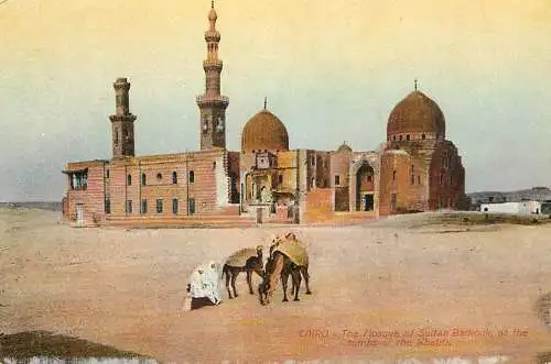 Postcard Egypt Cairo the mosque of Sultan Barkouk  at the tombs of Khatis