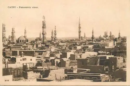 Postcard Egypt Cairo panorama and mosque