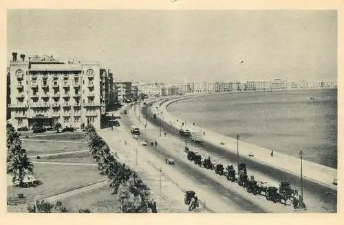 Postcard Egypt Alexandria boulevard Queen Nazli