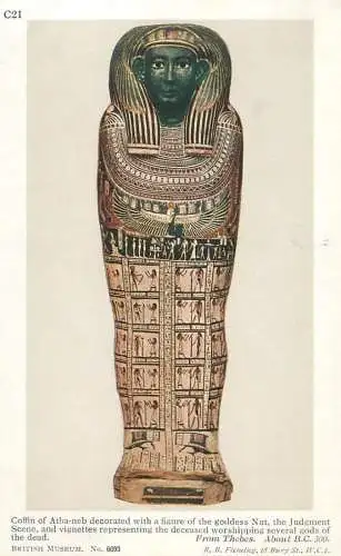 Postcard Egypt Atha Neb sarcophage Nut