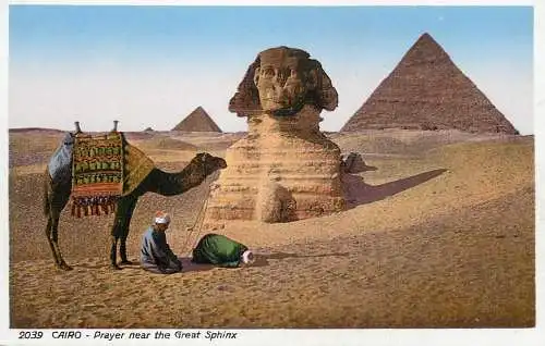 Postcard Egypt Cairo the Pyramids of Guizeh and Sphinx