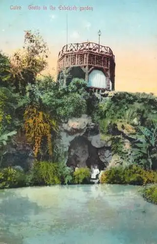 Postcard Egypt Cairo Grotto in the Esbekieh garden