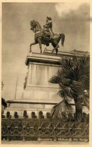 Postcard Egypt Alexandria Mohamed Aly statue