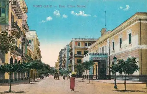 Postcard Egypt Port Said post office