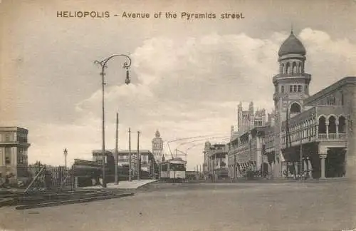 Postcard Egypt Heliopolis pyramids avenue
