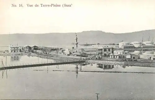 Postcard Egypt Suez vue de Terre Pleine