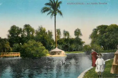 Postcard Egypt Alexandria au jardin Nouzha