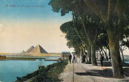 Postcard Egypt Cairo route des pyramides