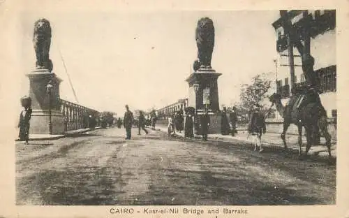 Postcard Egypt Cairo Kasr el Nil bridge and barracks