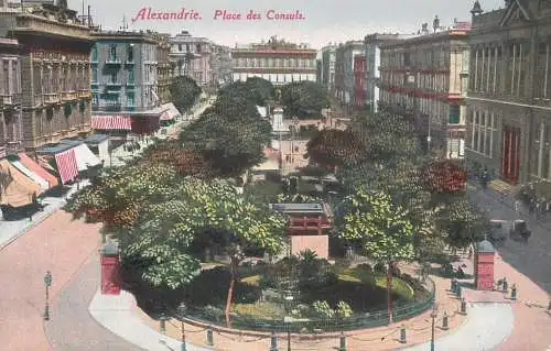 Postcard Egypt Alexandria place des Consuls