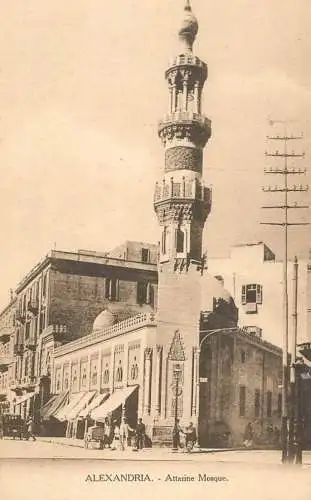 Postcard Egypt AlexandriaAttarine mosque minaret