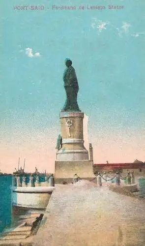 Postcard Egypt Port Said Ferdinand de Lesseps statue