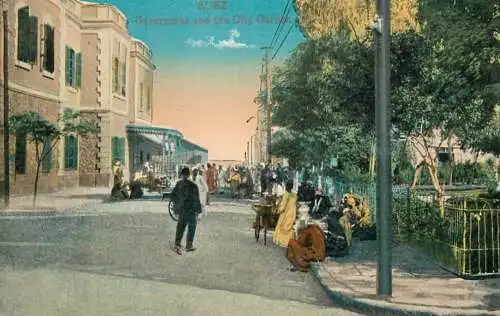 Postcard Egypt Suez Governorat and the city garden