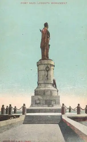 Postcard Egypt Port Said Lesseps monument