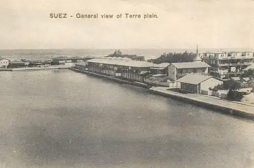 Postcard Egypt Suez Terre plein view