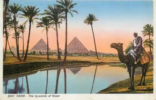 Postcard Egypt Cairo the Pyramids of Guizeh and Sphinx