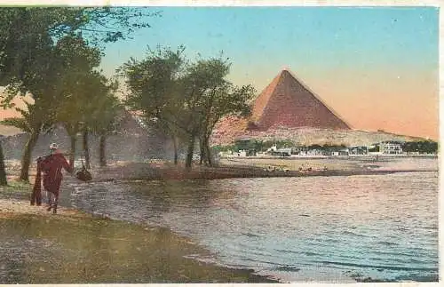 Postcard Egypt Giza village on the floot