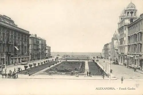 Postcard Egypt Alexandria French Garden