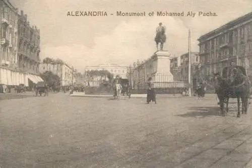 Postcard Egypt Alexandria monument of Mohamed Aly Pacha
