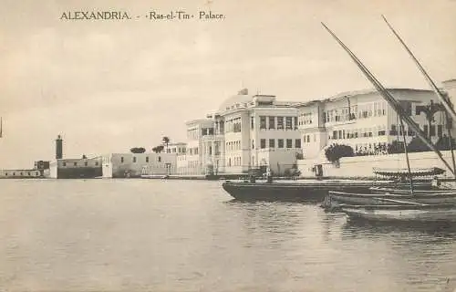 Postcard Egypt Alexandria Ras el Tin palace