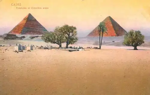 Postcard Egypt Cairo pyramide et cimetiere arabe