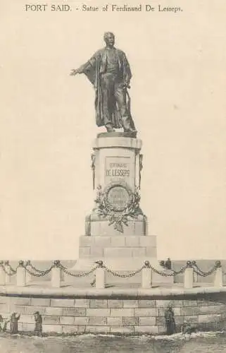Postcard Egypt Port Said statue de Ferdinand De Lesseps