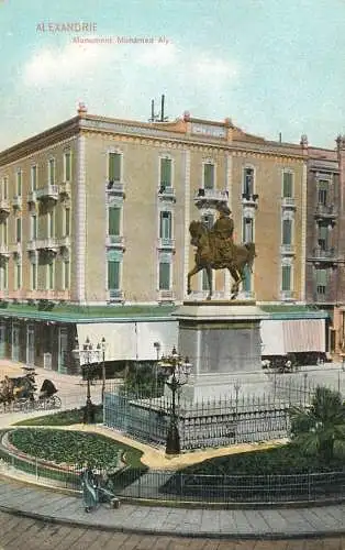 Postcard Egypt Alexandria monument Mohamed Aly