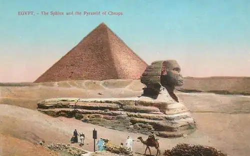 Postcard Egypt Cairo the Pyramids of Guizeh and Sphinx