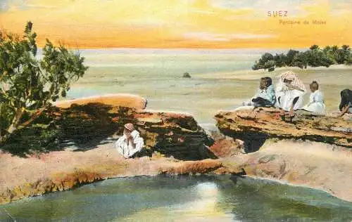 Postcard Egypt Suez fontaine de Moise