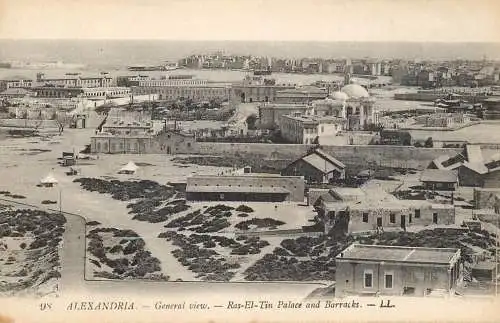 Postcard Egypt Alexandria Ras el Tin Palace and barracks